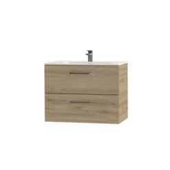 Tiger Badkamermeubel Studio 80cm Chalet Eik/wit Met RVS Greep 4 Tiger Badkamermeubel Studio 80cm Chalet Eik/wit Met RVS Greep -Gamma Badkamer Winkel 123 2262