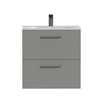 Tiger Badkamermeubel Studio 60 cm Mat Grijs met Polybeton Wastafel Mat Wit en Vierkante Grepen Tiger Badkamermeubel Studio 60 Cm Mat Grijs Met Polybeton Wastafel Mat Wit En Vierkante Grepen -Gamma Badkamer Winkel 123 2292