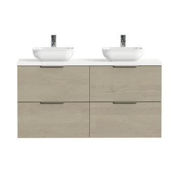 Tiger badkamermeubel Studio 120cm naturel eik/witte waskom met profielgreep Tiger Badkamermeubel Studio 120cm Naturel Eik/witte Waskom Met Profielgreep -Gamma Badkamer Winkel 123 2293