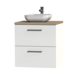 Tiger Badkamermeubel Studio 60cm Hoogglans Wit/witte Waskom Met Vierkante Greep -Gamma Badkamer Winkel 123 2298