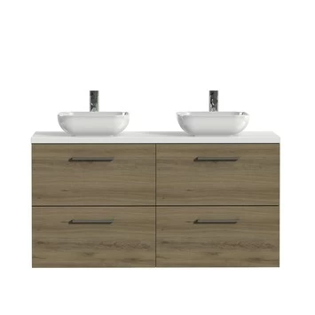 Tiger badkamermeubel Studio 120cm chalet eik/witte waskom met vierkante greep Tiger Badkamermeubel Studio 120cm Chalet Eik/witte Waskom Met Vierkante Greep -Gamma Badkamer Winkel 123 2309