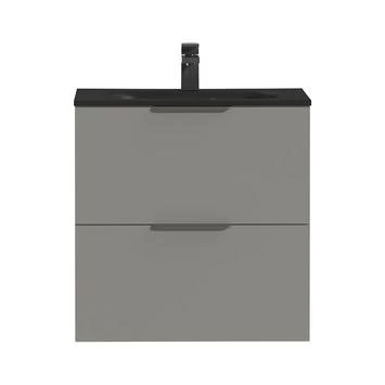 Tiger Badkamermeubel Studio 60 cm Mat Grijs met Polybeton Wastafel Mat Zwart en Profielgrepen Tiger Badkamermeubel Studio 60 Cm Mat Grijs Met Polybeton Wastafel Mat Zwart En Profielgrepen -Gamma Badkamer Winkel 123 2314