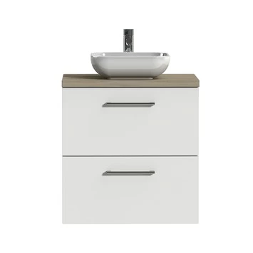 Tiger badkamermeubel Studio 60cm hoogglans wit/witte waskom met ronde greep Tiger Badkamermeubel Studio 60cm Hoogglans Wit/witte Waskom Met Ronde Greep -Gamma Badkamer Winkel 123 2315