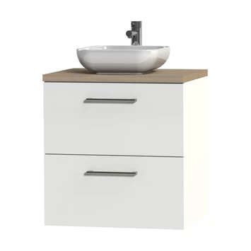 Tiger badkamermeubel Studio 60cm hoogglans wit/witte waskom met ronde greep Tiger Badkamermeubel Studio 60cm Hoogglans Wit/witte Waskom Met Ronde Greep -Gamma Badkamer Winkel 123 2317