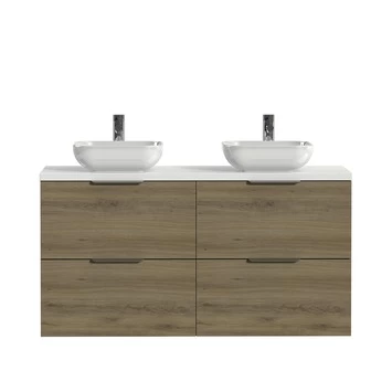 Tiger badkamermeubel Studio 120cm chalet eik/witte waskom met profielgreep Tiger Badkamermeubel Studio 120cm Chalet Eik/witte Waskom Met Profielgreep -Gamma Badkamer Winkel 123 2328