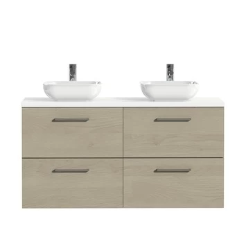 Tiger badkamermeubel Studio 120cm naturel eik/witte waskom met vierkante greep Tiger Badkamermeubel Studio 120cm Naturel Eik/witte Waskom Met Vierkante Greep -Gamma Badkamer Winkel 123 2331