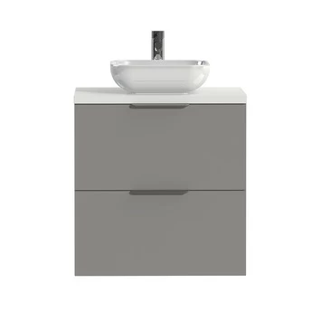 Tiger Badkamermeubel Studio 60 cm Mat Grijs met Keramische Waskom Hoogglans Wit en Profielgrepen Tiger Badkamermeubel Studio 60 Cm Mat Grijs Met Keramische Waskom Hoogglans Wit En Profielgrepen -Gamma Badkamer Winkel 123 2336