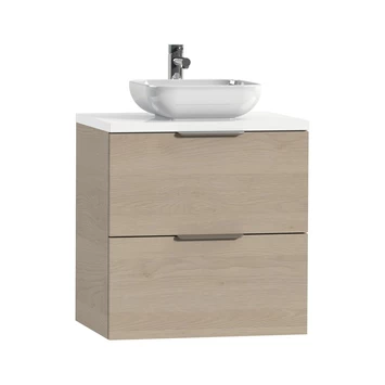 Tiger Badkamermeubel Studio 60 cm Naturel Eik met Keramische Waskom Hoogglans Wit en Profielgrepen Tiger Badkamermeubel Studio 60 Cm Naturel Eik Met Keramische Waskom Hoogglans Wit En Profielgrepen -Gamma Badkamer Winkel 123 2338