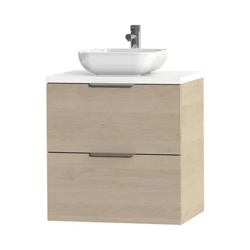 Tiger Badkamermeubel Studio 60 cm Naturel Eik met Keramische Waskom Hoogglans Wit en Profielgrepen Tiger Badkamermeubel Studio 60 Cm Naturel Eik Met Keramische Waskom Hoogglans Wit En Profielgrepen -Gamma Badkamer Winkel 123 2339