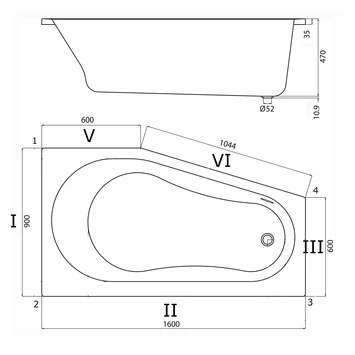 Sealskin Bad Optimo Compact Rechts Acryl 90x160x48 cm Sealskin Bad Optimo Compact Rechts Acryl 90x160x48 Cm -Gamma Badkamer Winkel 123 2452