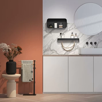 Sealskin Brix wandrek met handdoekrek 55 cm Zwart Sealskin Brix Wandrek Met Handdoekrek 55 Cm Zwart -Gamma Badkamer Winkel 123 2657