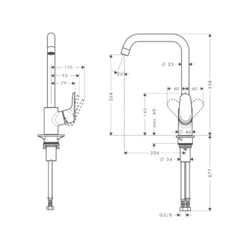 Hansgrohe Keukenkraan Ecos L met Hendel Chroom Hansgrohe Keukenkraan Ecos L Met Hendel Chroom -Gamma Badkamer Winkel 123 271