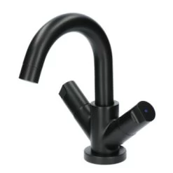 Aqualino Wastafelkraan Fortore 2-knops Met Waste Zwart