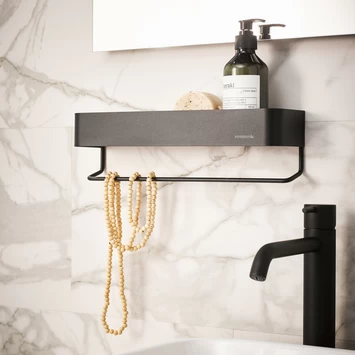 Sealskin Plank- en handdoekhouder Brix Zwart Sealskin Plank- En Handdoekhouder Brix Zwart -Gamma Badkamer Winkel 123 2928