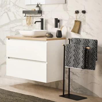 Sealskin Plank- en handdoekhouder Brix Zwart Sealskin Plank- En Handdoekhouder Brix Zwart -Gamma Badkamer Winkel 123 2929