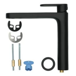 Absolut Wastafelkraan Iode Medium Met Hendel En Waste Zwart -Gamma Badkamer Winkel 123 302