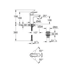 Grohe Wastafelkraan Start Edge M Met Hendel Chroom 3 Grohe Wastafelkraan Start Edge M Met Hendel Chroom -Gamma Badkamer Winkel 123 344