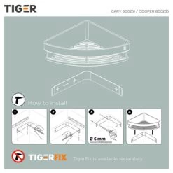 Tiger Hoekdouchemand Cooper 21 Cm RVS/zwart -Gamma Badkamer Winkel 123 3654