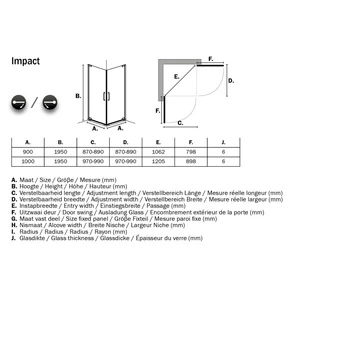 Sealskin Swingdeur voor Hoekinstap Impact 100x195 cm Chroom Sealskin Swingdeur Voor Hoekinstap Impact 100x195 Cm Chroom -Gamma Badkamer Winkel 123 5140