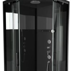 Aurlane Douchecabine Met Schuifdeur Black Mirror 2 Kwartrond Zwart 90x90 Cm -Gamma Badkamer Winkel 123 5313