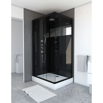 Aurlane Douchecabine met Schuifdeur Black Mirror 2 Rechthoek Zwart 80x110 cm Aurlane Douchecabine Met Schuifdeur Black Mirror 2 Rechthoek Zwart 80x110 Cm -Gamma Badkamer Winkel 123 5339