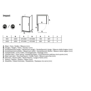 Sealskin Douchecabine met Swingdeur Impact 90x195 cm Chroom Sealskin Douchecabine Met Swingdeur Impact 90x195 Cm Chroom -Gamma Badkamer Winkel 123 5353