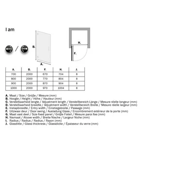 Sealskin Swingdeur voor Nis I AM 200x80 cm Chroom Sealskin Swingdeur Voor Nis I AM 200x80 Cm Chroom -Gamma Badkamer Winkel 123 5457