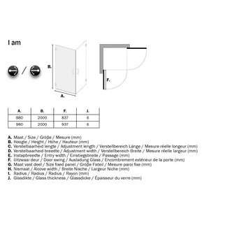 Sealskin Swingdeur voor Hoekinstap I AM 200x90 cm Chroom Sealskin Swingdeur Voor Hoekinstap I AM 200x90 Cm Chroom -Gamma Badkamer Winkel 123 5476