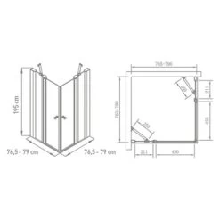 Van Marcke Hoover Douche Hoekinstap Met Draaideuren 80x80x195 -Gamma Badkamer Winkel 123 5881