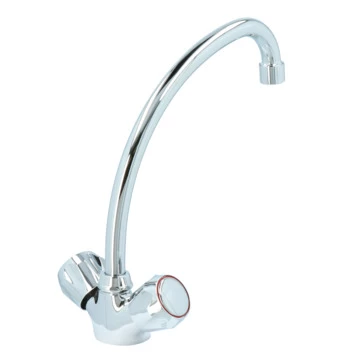 Handson Keukenkraan Thomas 2-knops Chroom met uitloop 235mm Handson Keukenkraan Thomas 2-knops Chroom Met Uitloop 235mm -Gamma Badkamer Winkel 123 594