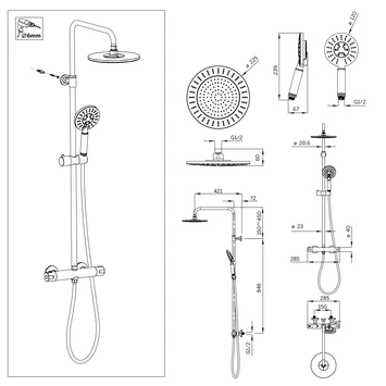 Tiger regendoucheset Akcent met kraan chroom wit Tiger Regendoucheset Akcent Met Kraan Chroom Wit -Gamma Badkamer Winkel 123 5991