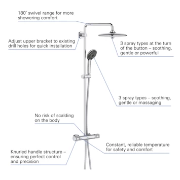Grohe douchesysteem Vitalio joy 260 cooltouch met thermostaatkraan Quickfix chroom Grohe Douchesysteem Vitalio Joy 260 Cooltouch Met Thermostaatkraan Quickfix Chroom -Gamma Badkamer Winkel 123 6038
