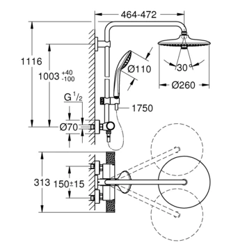 Grohe douchesysteem Vitalio joy 260 cooltouch met thermostaatkraan Quickfix chroom Grohe Douchesysteem Vitalio Joy 260 Cooltouch Met Thermostaatkraan Quickfix Chroom -Gamma Badkamer Winkel 123 6044
