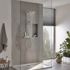 Grohe Douchesysteem Vitalio Joy 310 Cooltouch Met Thermostaatkraan QuickFix Chroom -Gamma Badkamer Winkel 123 6117
