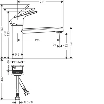 Hansgrohe keukenkraan Focus M43 met hendel Chroom 120 Hansgrohe Keukenkraan Focus M43 Met Hendel Chroom 120 -Gamma Badkamer Winkel 123 725