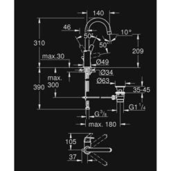 GROHE Wastafelkraan Start Flow L-size Met Hendel En Waste Chroom -Gamma Badkamer Winkel 123 814
