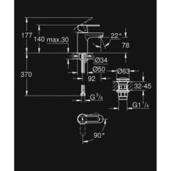 GROHE Wastafelkraan Get S-size Met Hendel En Afvoerplug Chroom 4 GROHE Wastafelkraan Get S-size Met Hendel En Afvoerplug Chroom -Gamma Badkamer Winkel 123 817
