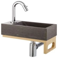 Atlantic Fonteinset Brody Links Zwart Natuursteen 36x18x9 Cm -Gamma Badkamer Winkel 123 8462