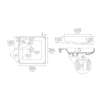 Van Marcke Waskom Fontana Opbouw Wit Keramiek 40x40x12.5 cm Van Marcke Waskom Fontana Opbouw Wit Keramiek 40x40x12.5 Cm -Gamma Badkamer Winkel 123 8520