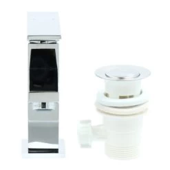 Aqualino Wastafelkraan Panaro Met Hendel En Waste Chroom -Gamma Badkamer Winkel 123 853