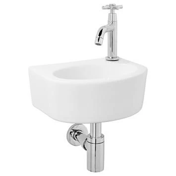 Atlantic Fonteinset Jonah Halfrond Wit Keramiek 30x22.5x11.5 cm Atlantic Fonteinset Jonah Halfrond Wit Keramiek 30x22.5x11.5 Cm -Gamma Badkamer Winkel 123 8534