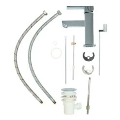 Aqualino Wastafelkraan Panaro Met Hendel En Waste Chroom -Gamma Badkamer Winkel 123 856