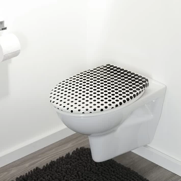 Tiger WC bril Speckels Duroplast Zwart-wit Tiger WC Bril Speckels Duroplast Zwart-wit -Gamma Badkamer Winkel 123 8917