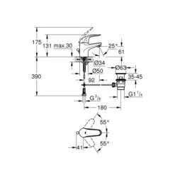 GROHE Wastafelkraan Swift S-size Met Hendel En Waste Chroom -Gamma Badkamer Winkel 123 915