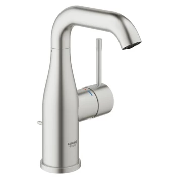 GROHE wastafelkraan Essence M-size met hendel en waste Supersteel GROHE Wastafelkraan Essence M-size Met Hendel En Waste Supersteel -Gamma Badkamer Winkel 123 952