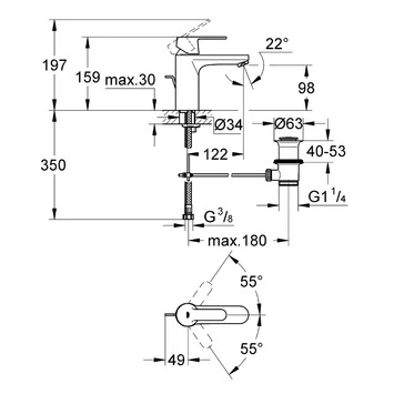 Grohe Wastafelkraan Get met Hendel en Waste Chroom Grohe Wastafelkraan Get Met Hendel En Waste Chroom -Gamma Badkamer Winkel 123 992